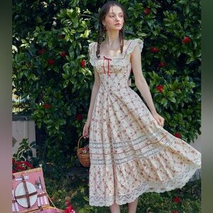 Lacemade red lace floral dress